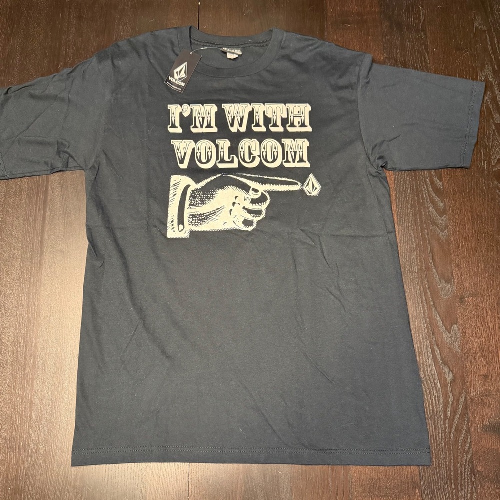 Volcom Graphic T-Shirt Mens Large Black I'm With Volcom Basic Tee